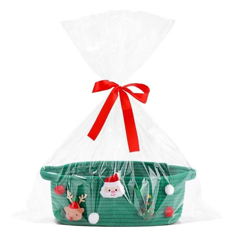 Christmas Candy Bag Gift Basket With Cotton Handle For Holiday Decor And Storage