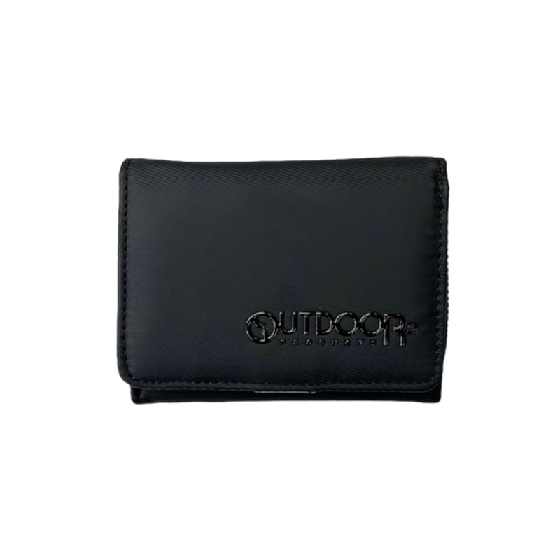 

[K-PARTS] OUTDOOR simple logo trifold compact wallet wallet long wallet men s Boys boy wallet gift present outdoor brand cool logo design logo (black)