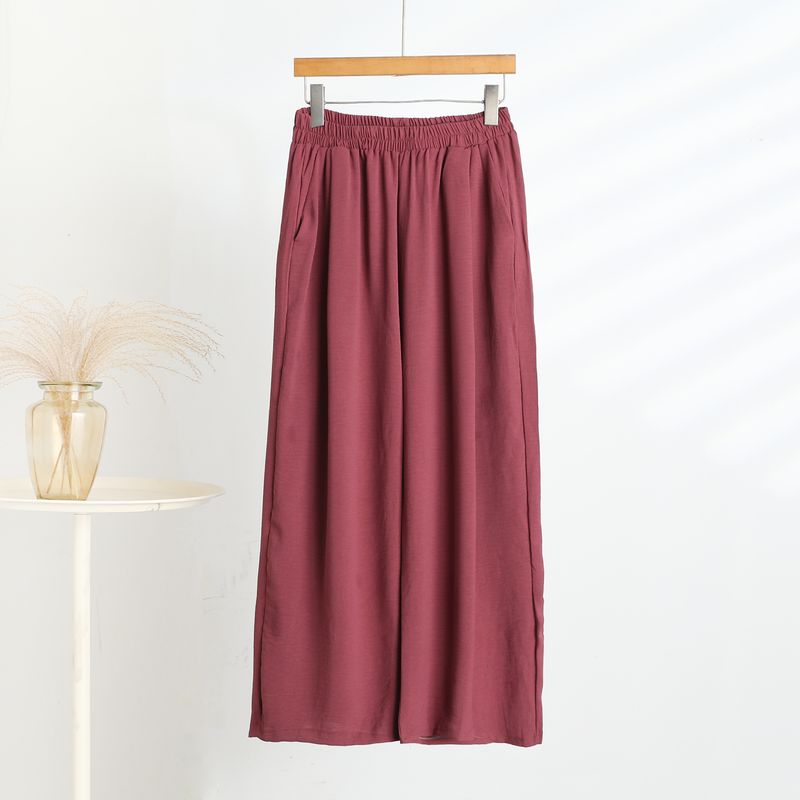 Cotton and Linen Casual Pants Women Summer Thin Straight Wide-Leg Pants Plus size Loose Sweat pants Solid All-Match Ice Silk Trousers