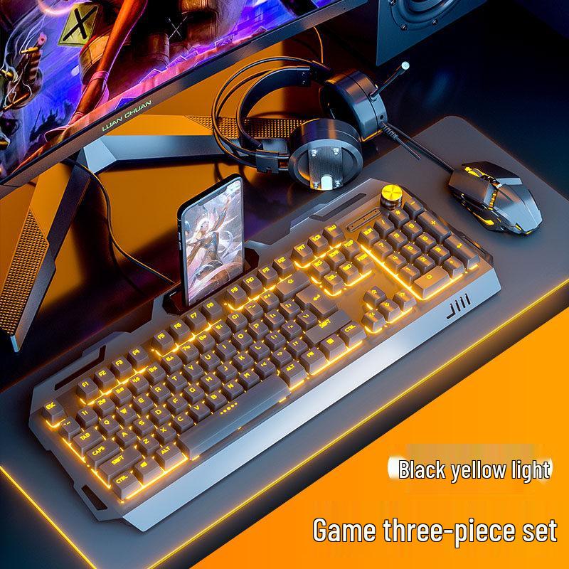 Esports Mechanical-Feel Keyboard, Mouse & Headset Combo for Laptops & Desktops