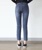 Jikeulib Double-Weave Brushed Fleece Secret Elastic Waist Cut-Off Hem Stretch Jeans