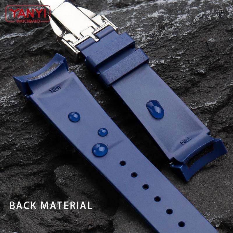 Cinturino in gomma di alta qualità per orologio Tudor Black Bay GMT Cinturino Ansa curva Fibbia pieghevole Nero Blu Rosso 22mm Cinturino