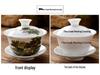 3.4-Inch Blue & White Ceramic Gaiwan Tea Set - 3-Piece, 100ml Capacity