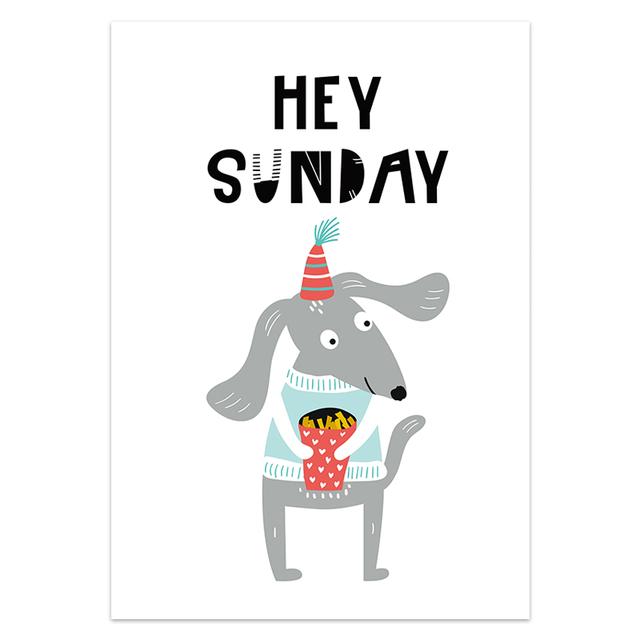 

Детская картина с мультяшными животными, скандинавская милая овца, зебра, лиса, слон, настенная живопись, ручная роспись, картины для декора детской комнаты 21cm×30cm NoFrame