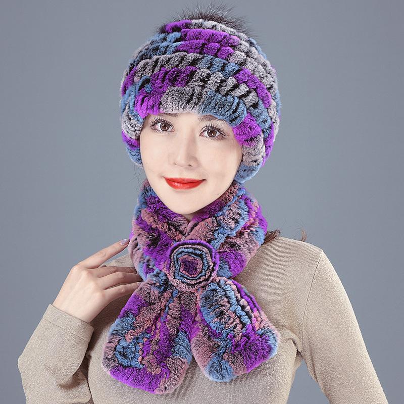Old Man In Fur Rex Rabbit Hair Hat Ladies Autumn and Winter Mom Old Woman Warm Fox Hair Grandma Top Hat