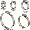 25-piece stainless steel water pipe clamp set, 1/4" to 1-1/8" T-bolt, worm gear design, suitable for pipe and automotive metal ring fastening