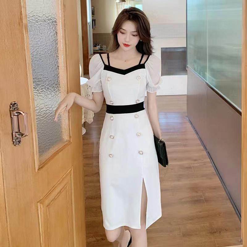 Women's skirt, new summer fashionable and elegant sexy slit pencil skirt, stylish slimming slip dress