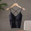 Letný tielko s vypchávkami na prsia z ľadového hodvábu, crop topy s halter krkom, dámske letné camisole, camisole bez chrbta, módne bandeau, dámska crop vesta bez rukávov