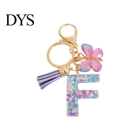 Mobile Phone Charm Butterfly Initial Letter Keychain Pendant Exquisite Practicality Backpack School Relief Craftsmanship Bag Decoration Purple