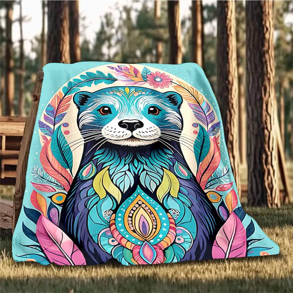 1pc Otter Mandala Art Outdoor Blanket, Soft And Comfortable Blanket, Casual Warm Outdoor Blanket, Good Birthday Gift yy251201183