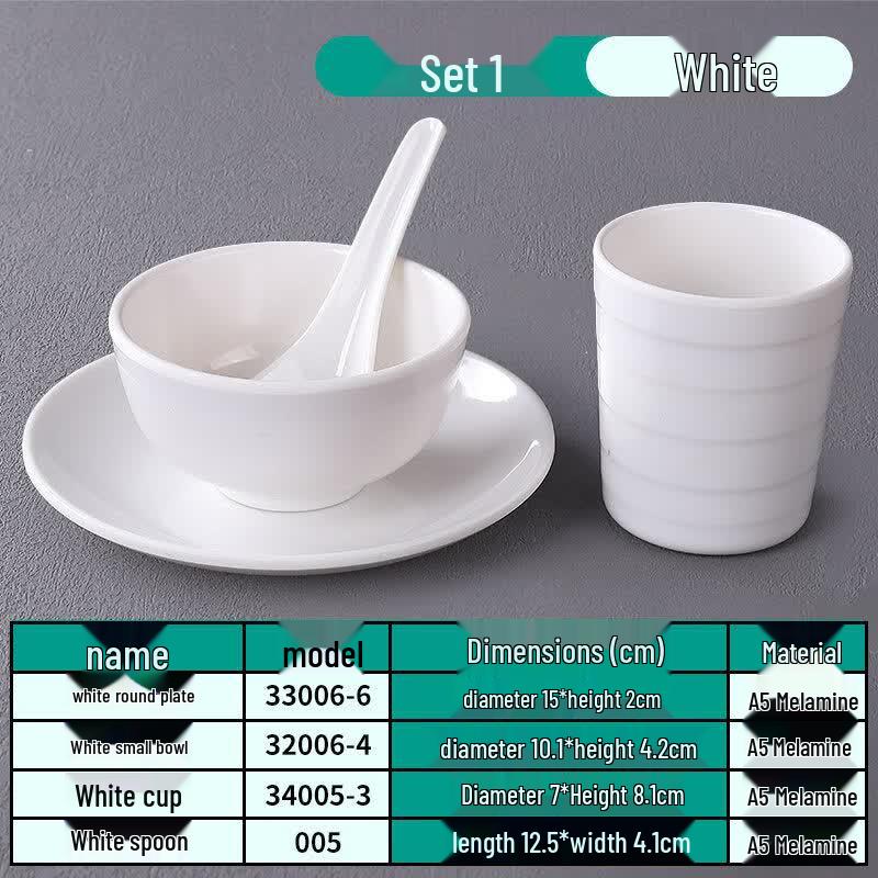 Jindinghui White Melamine Tableware Set
