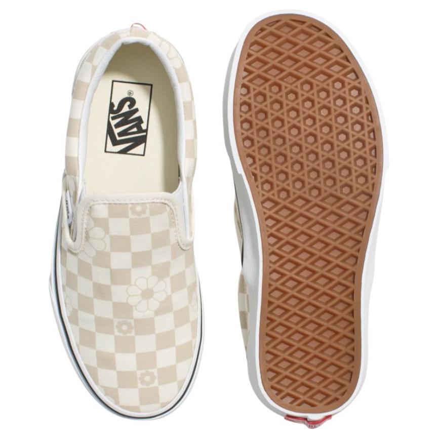 Vans Slip-On Floral Check Comfortable Versatile Low-Top Skate Shoes Women Sneaker Beige VN0009Q7CD3