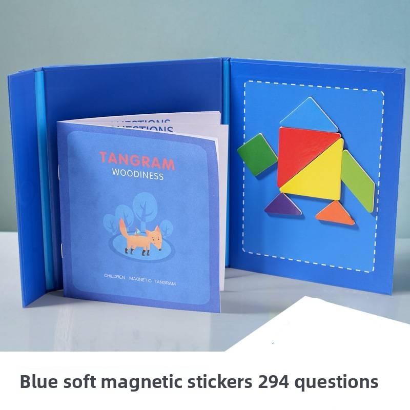 Magnetic Tangram Puzzle With Wooden Material For Childrens Brain Development Education Toy