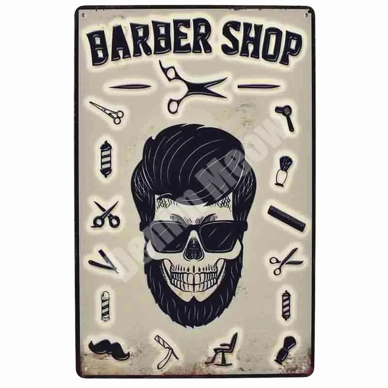 Haircut & Shave Retro Metal Plates Pub DecorationAdvertising Barbershop Wall Stickers Top Hairstyle Art Plaque Home Decor