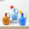 Single Handle Colorful Glass Vase Hydroponic Plant Pot Table Decoration Flower Arrangement Floral Vases Room Aesthetic Decor