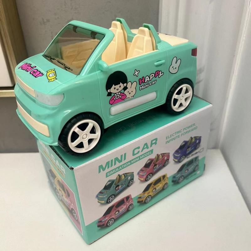 Kawaii Electric Mini Macaron Convertible Cars Music Simulation Miniature Car Model Toys For Kids 2 To 4 Years Old Lovely Gifts