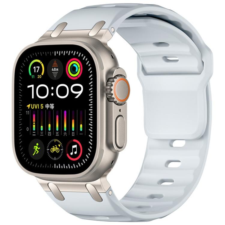 Customised Step-Style Solid Colour Silicone Sport Watch Band For Apple Watch 49mm/46mm/45mm/44mm, Adjustable Replacement Wrist Strap