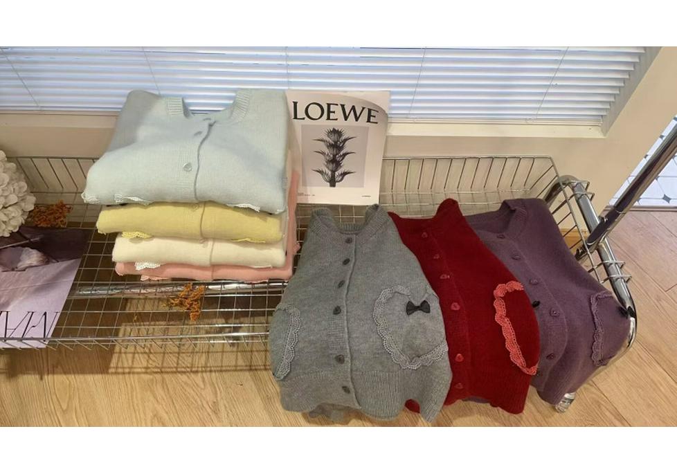 Autumn 2025 Embroidered Heart Button Knit Cardigan & Top Sweater for Women