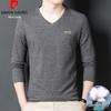 T-shirt da uomo a maniche lunghe con scollo a V