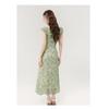 Green floral v-neck small flying sleeve dress women's summer seaside vacation wind romantic beach dress