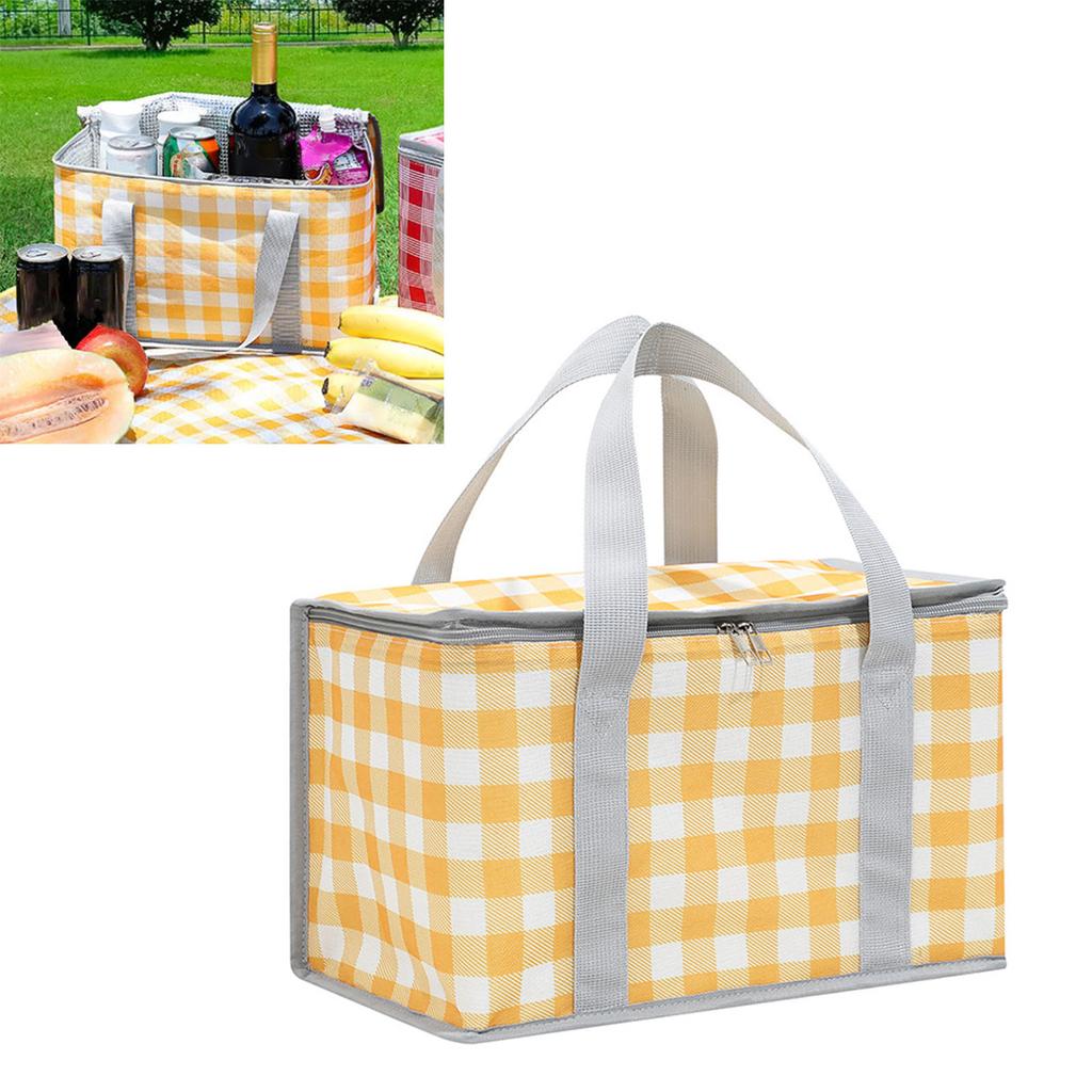 Picnic Bag Cooler Bag with Handle Insulated Oxford Cloth Ample Capacity Portable Grocery Basket for 