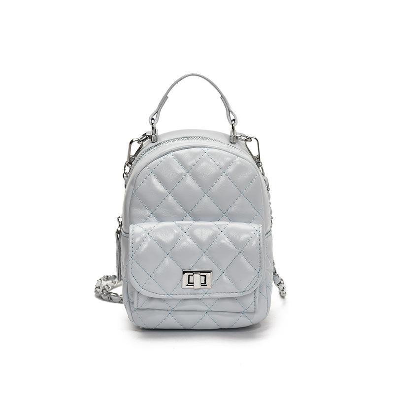 Fashion texture portable small backpack diamond chain high sense versatile daily backpack