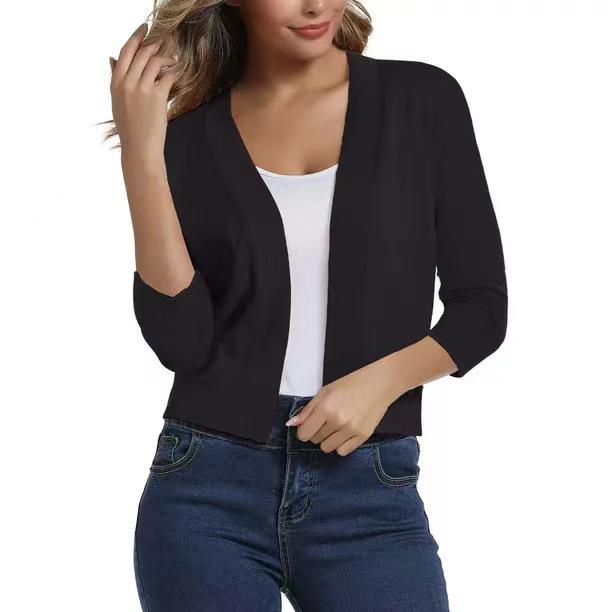 Versatile Women's Knit Cardigan Sweater - Simple, Short Jacket for Spring and Autumn