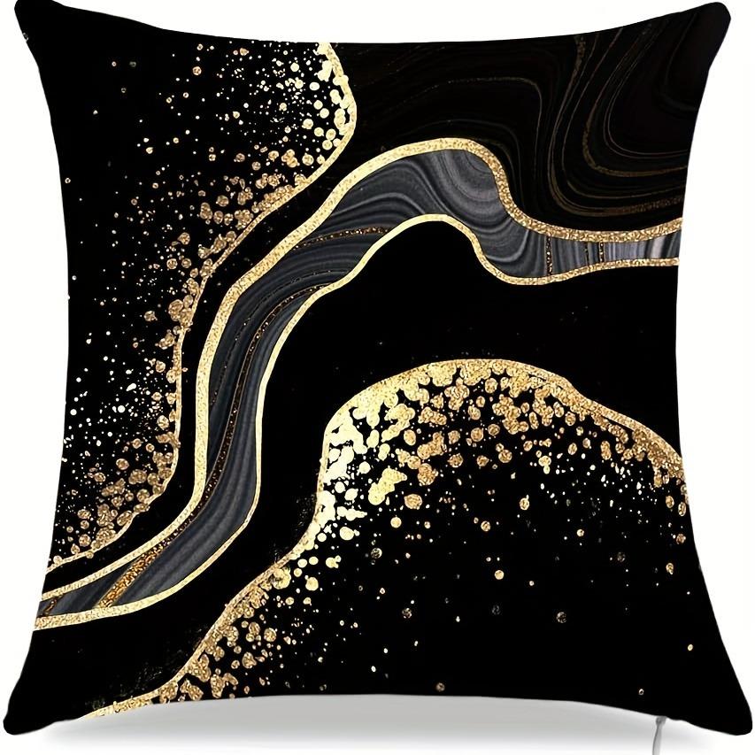 Black Geometric Gold Spots Pillow Cover Ultra Soft Polyester Material Living Room Sofa Back Car Pillow Cover Home Decoration
