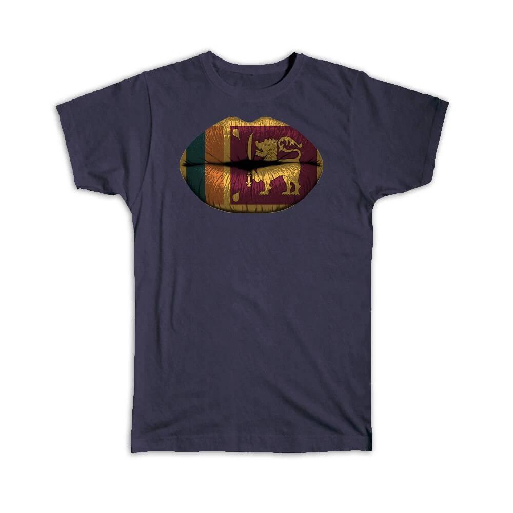 Gift T-Shirt : Lips Sri Lankan Flag Lanka Expat Country For Her Women 2XL