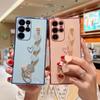 INS Applies To Samsung S25ULTRA Electroplated Love Mobile Phone Case A16 Bracelet A55 Anti-drop S24 Simple Protective Case