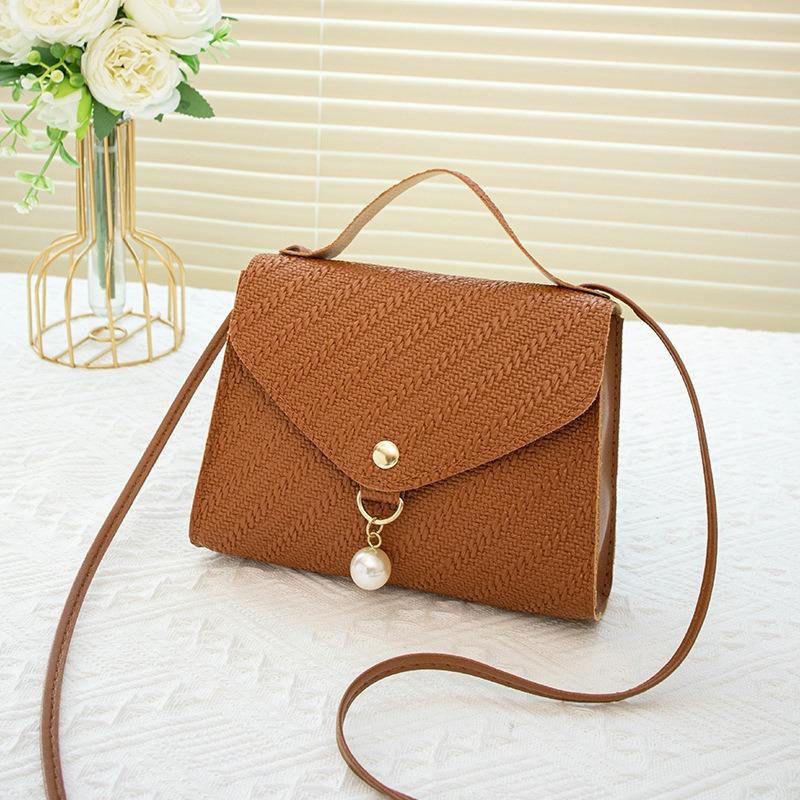 Autumn New Simple Women's Mobile Phone Bag Fashionable Shoulder Messenger Bag Idle Solid Color Pearl Small Square Bag