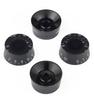 Black LP Electric Guitar Knob Set with White Lettering - Volume, Tone, Potentiometer Caps for Straight Body.