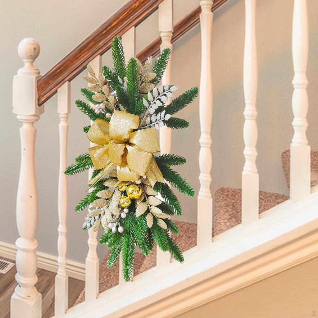 Artificial Christmas Wreath Holiday Decoration Front Door for Balcony Fireplace Hotel