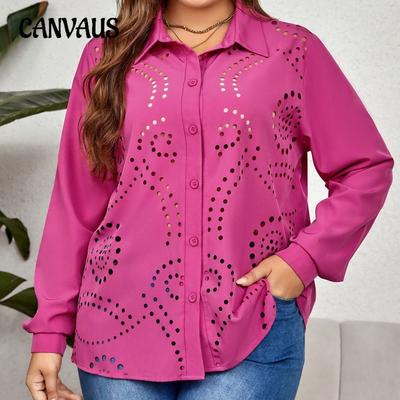 Plus Size Frühling und Herbst Damen Shirt Temperament Aushöhlen Shirt Locker und Bequem Langarm Top
