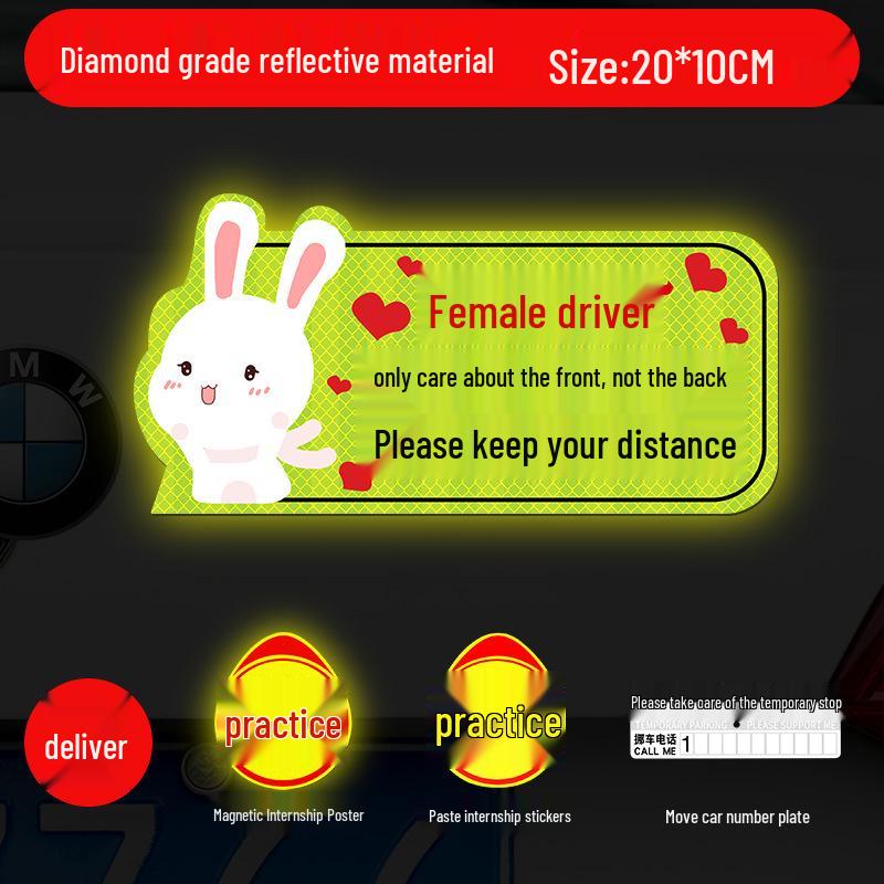 Magnetic Reflective Car Stickers for New Female Drivers