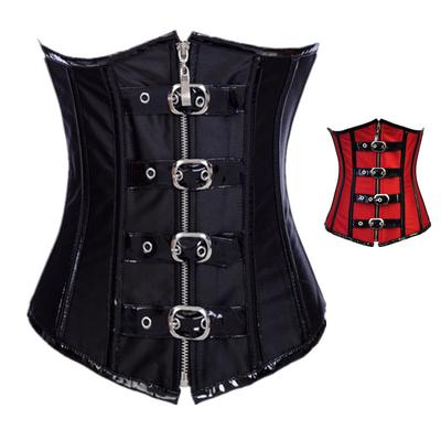 Damen Gothic Steampunk PVC Kunstleder Sexy Korsett Bodyformer