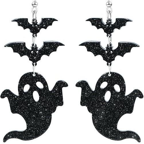 

Halloween earrings exaggerated dark acrylic black gothic fun horror cute ghost earrings
