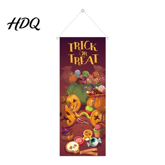 Entrance Door Decorations Halloween Flag Banner Backdrop, Spooky Pumpkin Witch Ghost Hanging Easy Home Decor Background Decoration for Indoor Outdoor