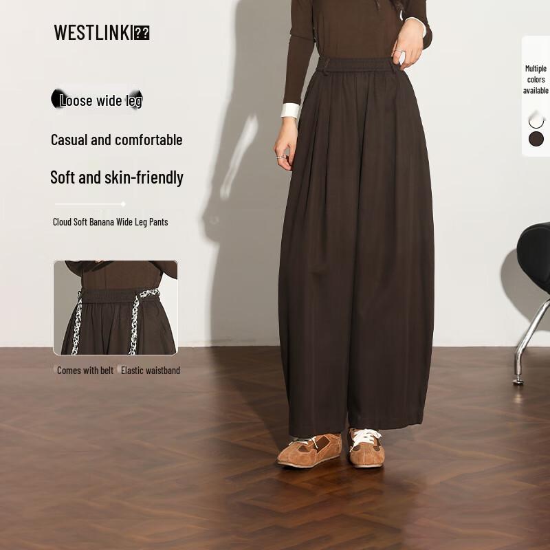 Westlink Women's Korean Style Straight Wide-Leg Casual Pants