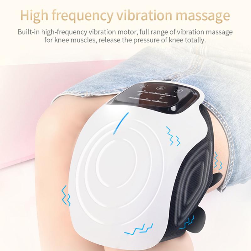 Cordless Knee Massager with LED Screen Infrared Heat and Vibration Knee Pain Relief for Swelling Stiff Joints Stretched Ligament