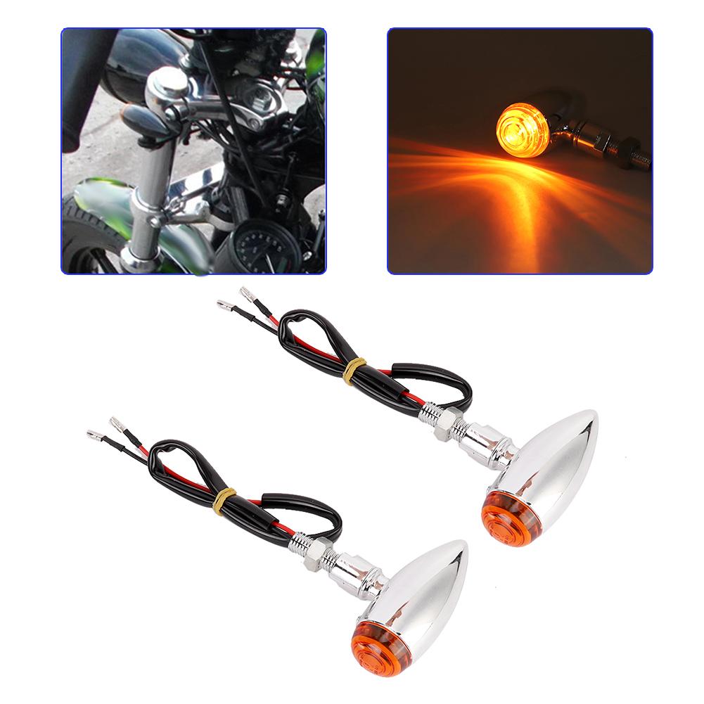2Pcs Motorcycle Bullet Turn Signal Lamp Indicator Light Modification AccessorySilver Yellow Cover