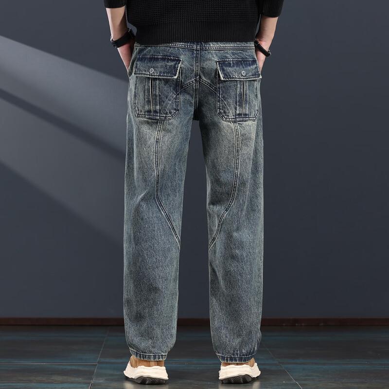 JELERENO Herren Jeans mit Used-Look, gewaschen, lockere, gerade Passform