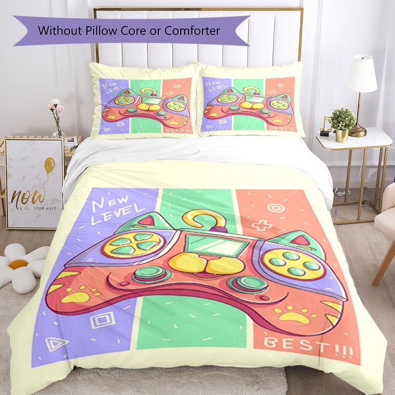 3pcs Game Controller Bedding Set Duvet Cover Closure Includes 1 Duvet Cover & 2 Pillowcases, Soft and Comfortable for All Seasons.