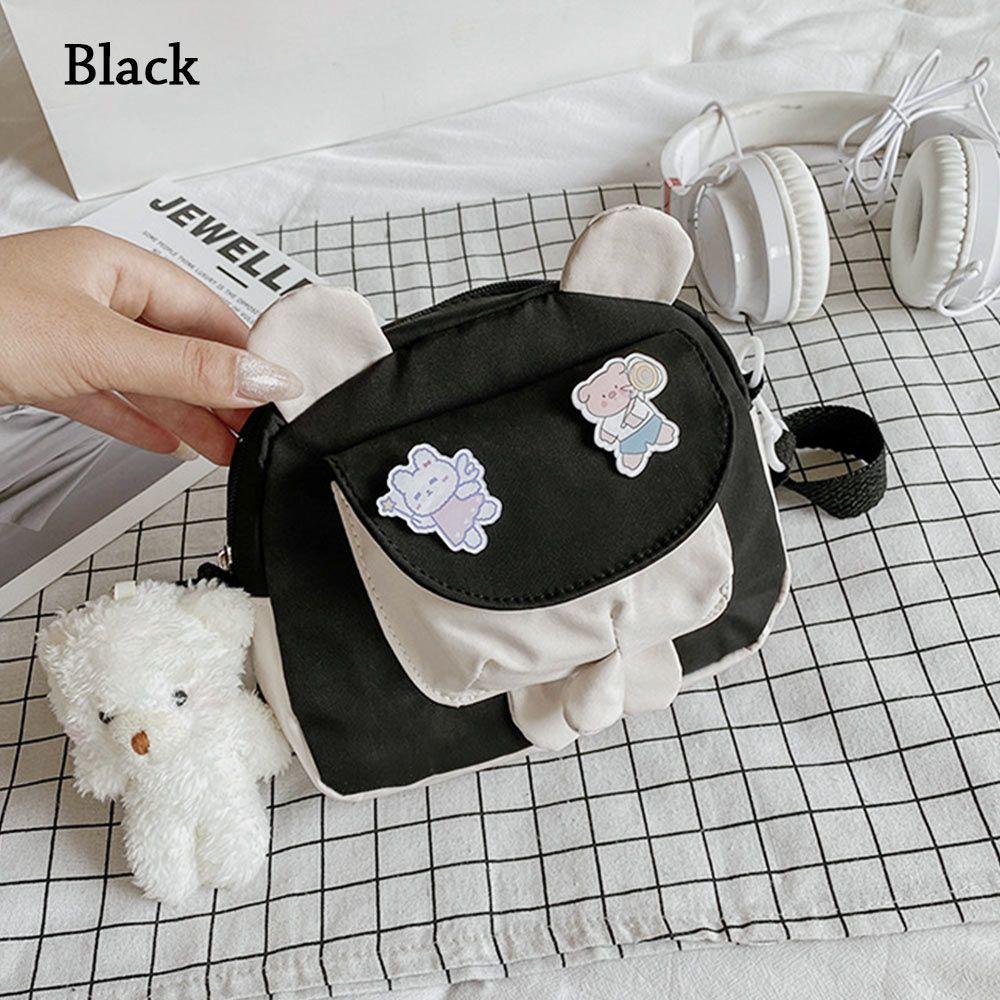 Fashion Women Canvas Shoulder Bag Cute Cartoon Casual Messenger Bag Korean Mini Student Bag Simple Casual Lady Crossbody Bags