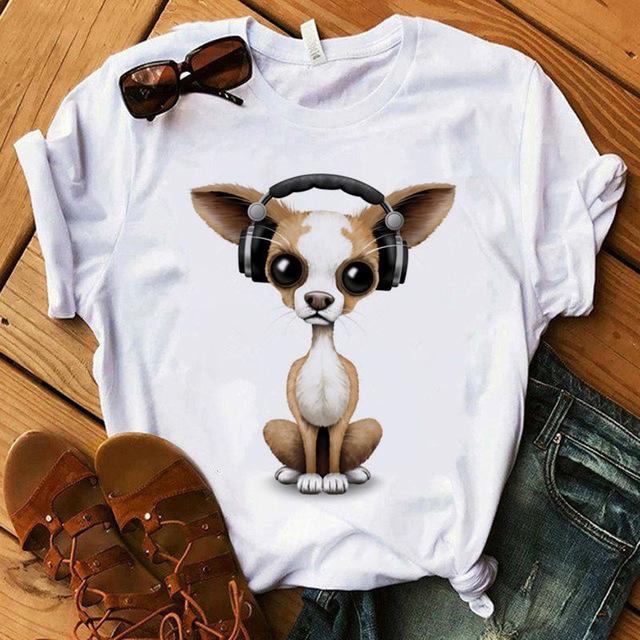 Zogankin Chihuahua Momma Print Dámské tričko Léto Nová móda Tričko Funny Dog Design Krásná dívka Tričko Tričko Femme