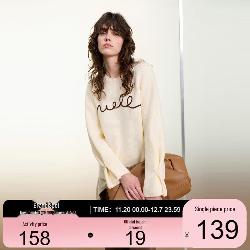 

Sancai 2025 Autumn Webbing Embroidered Loose Knit Sweater M 160/84A