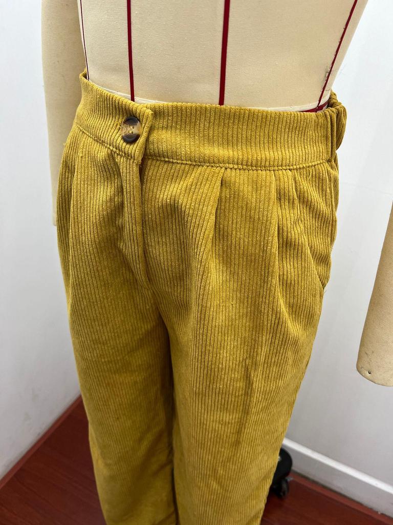 2025 Herbst Damen High Waist Lässige Cordhose - Locker, Einfarbig, Gerades Bein