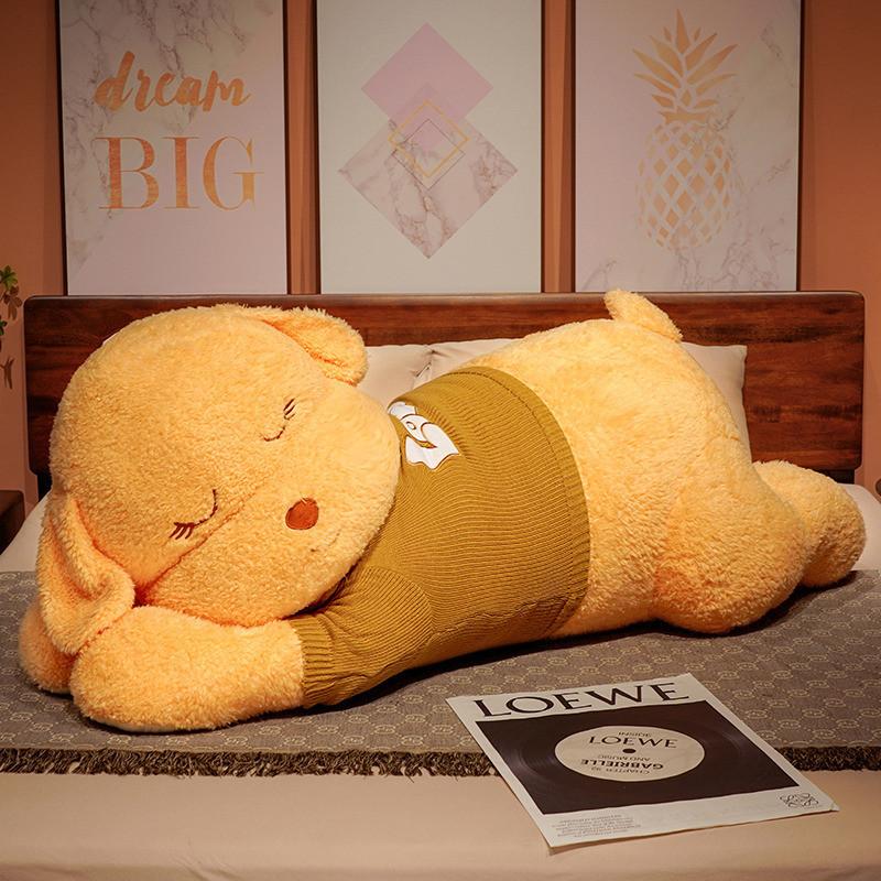 Sweater Lying Dog Plush Toy Cartoon Stuffed Animal Doll Back Decoration Cushion