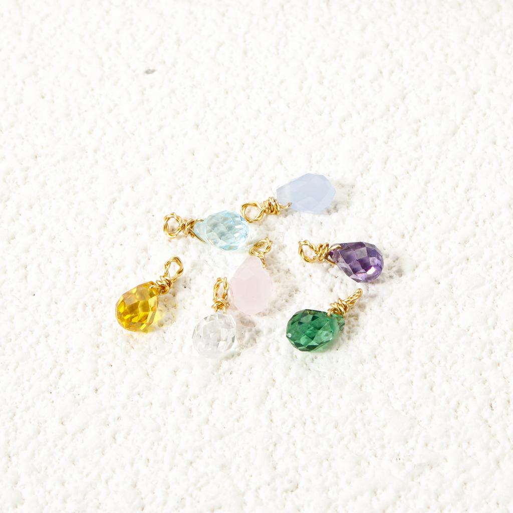 304 Stainless Steel Colorful Birthstone Jewelry Charms Mini Faceted Drop Pendant Necklace DIY Findings 10mm x 4mm, 2 Piece