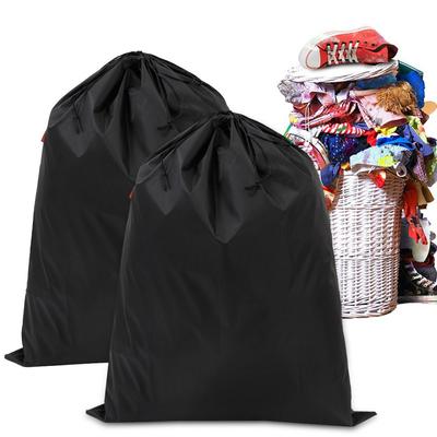 Svarta Vikbara Förvaringsväskor Vattentät Nylon Stor Tvättsäck Maskintvättbar Robust Material Dragsko Förslutning 94x120cm